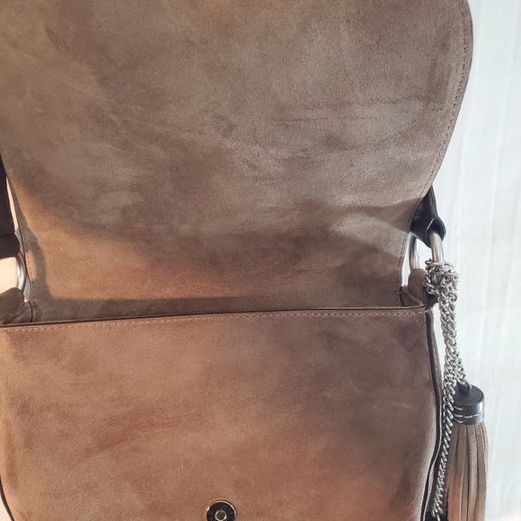 Michael Kors Women's Brown Elyse Saddle Bag Leather Crossbody - Picture 3 of 7